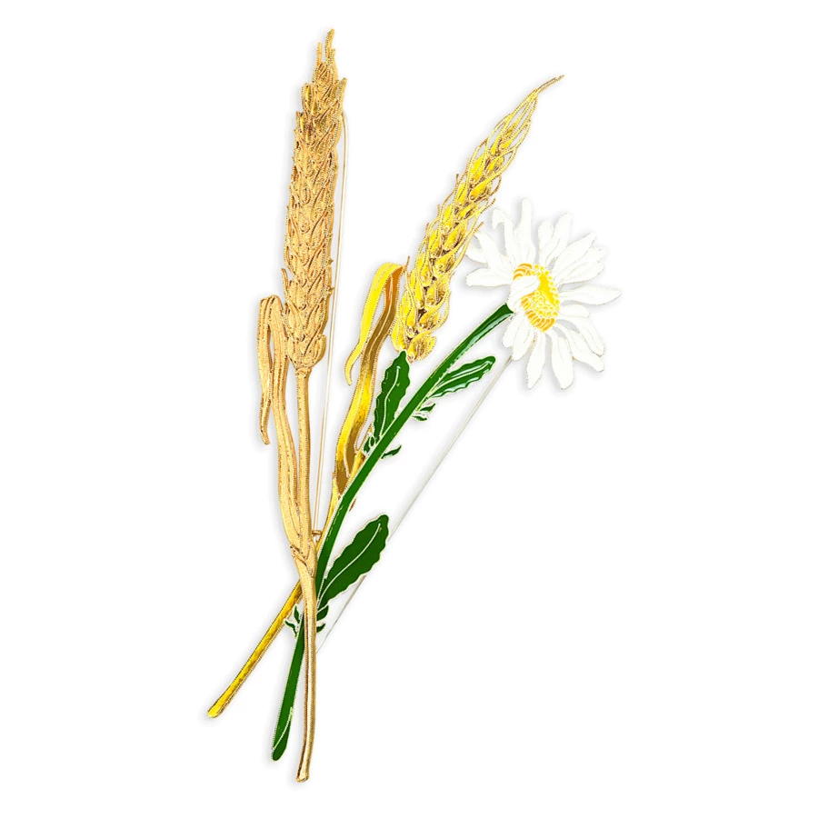 Брошь Русские самоцветы Пшеница 17 г, серебро 925