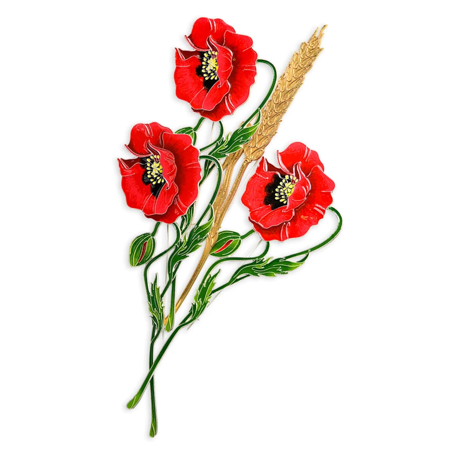 Брошь Русские самоцветы Пшеница 17 г, серебро 925