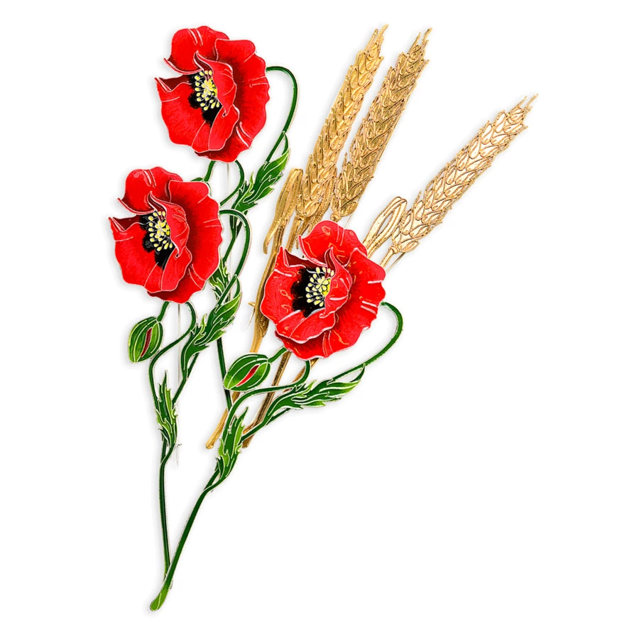 Брошь Русские самоцветы Пшеница 17 г, серебро 925