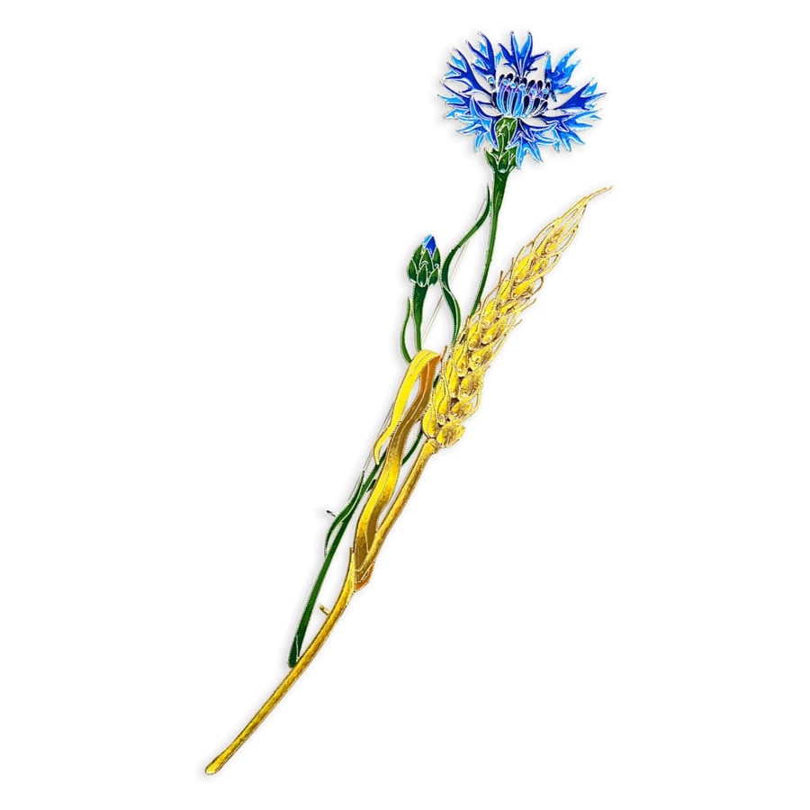 Брошь Русские самоцветы Пшеница 15,83 г, серебро 925