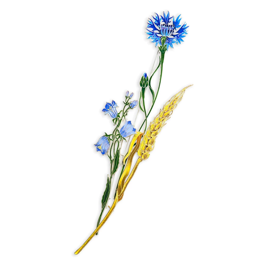 Брошь Русские самоцветы Пшеница 15,83 г, серебро 925