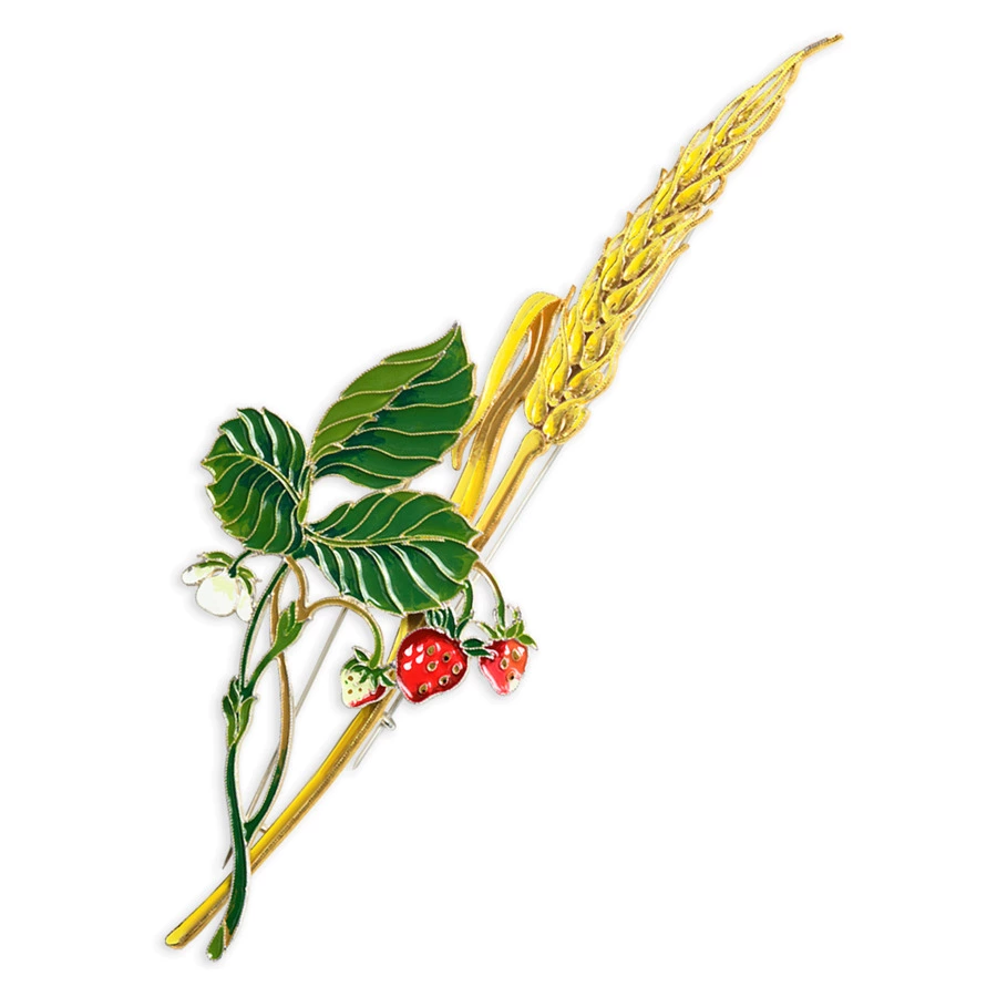 Брошь Русские самоцветы Пшеница 15,83 г, серебро 925