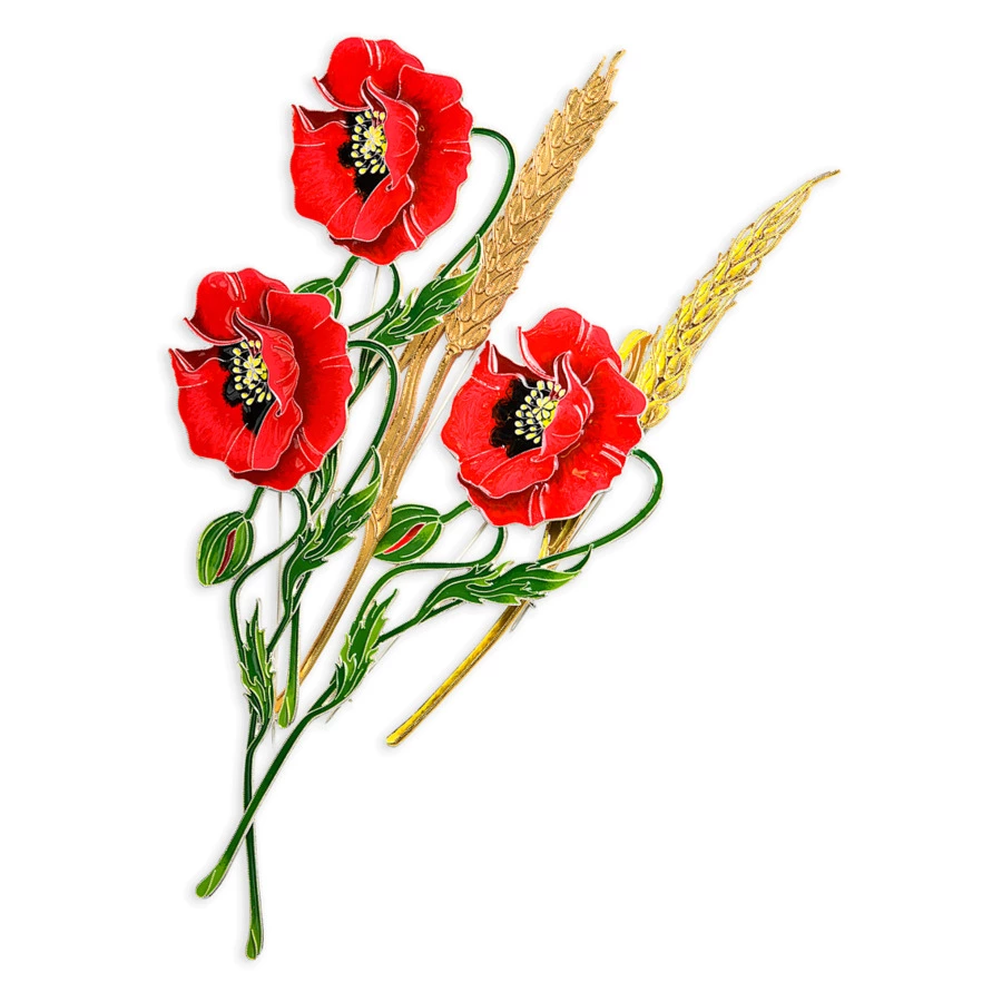 Брошь Русские самоцветы Пшеница 15,83 г, серебро 925