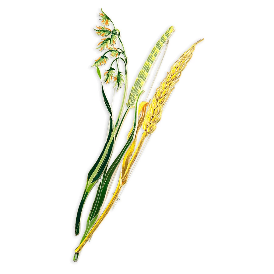 Брошь Русские самоцветы Пшеница 15,83 г, серебро 925