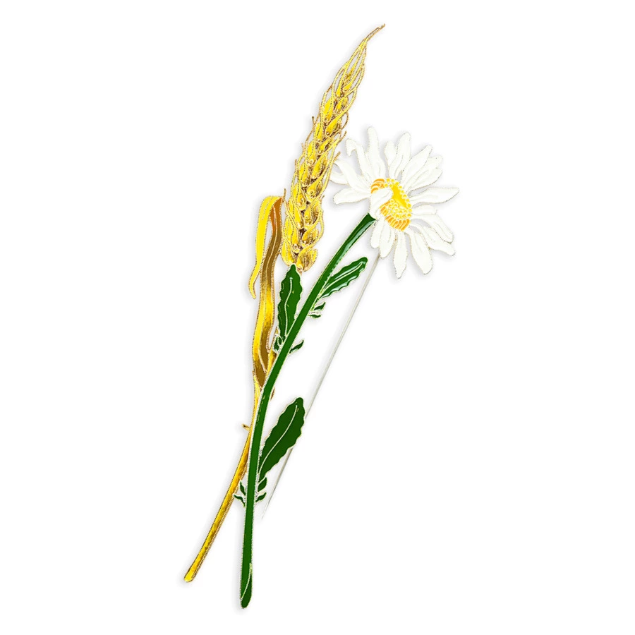 Брошь Русские самоцветы Пшеница 15,83 г, серебро 925