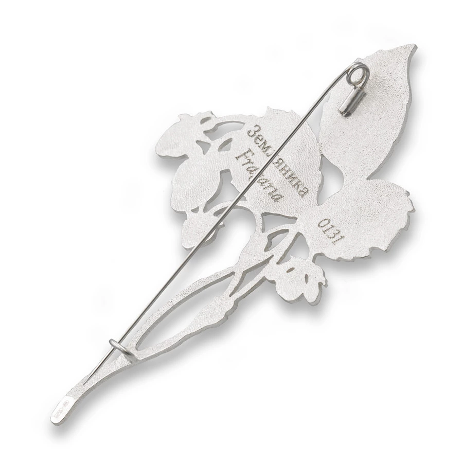 Брошь Русские самоцветы Земляника 22,72 г, серебро 925