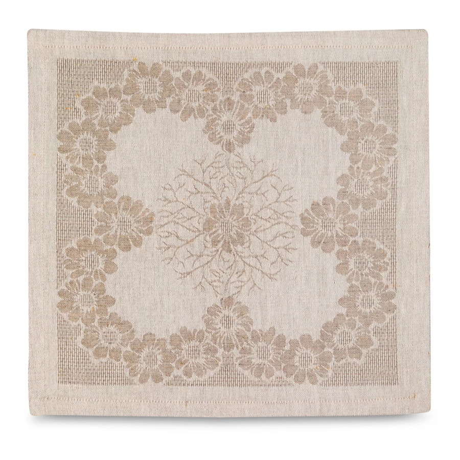 Набор салфеток жаккардовых Лен Наш Космея 45х45 см, 6 шт, полулен, светло-коричневый