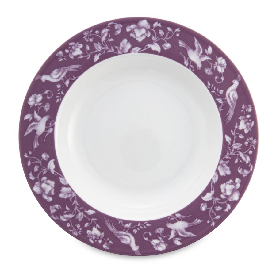 Тарелка суповая ИФЗ Европейская-2 Monplaisir Violet 22,5 см, фарфор твердый, бело-фиолетовый