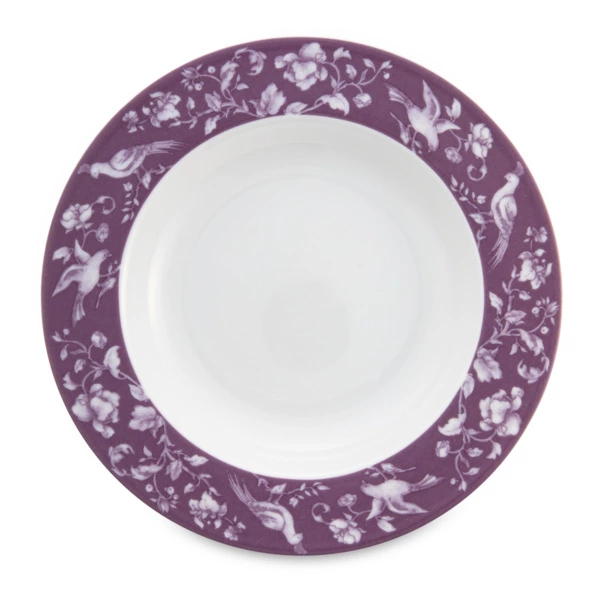 Тарелка суповая ИФЗ Европейская-2 Monplaisir Violet 22,5 см, фарфор твердый, бело-фиолетовый