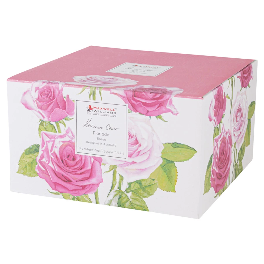Чашка чайная с блюдцем Maxwell & Williams Флориада Розы 480 мл, фарфор костяной, п/к