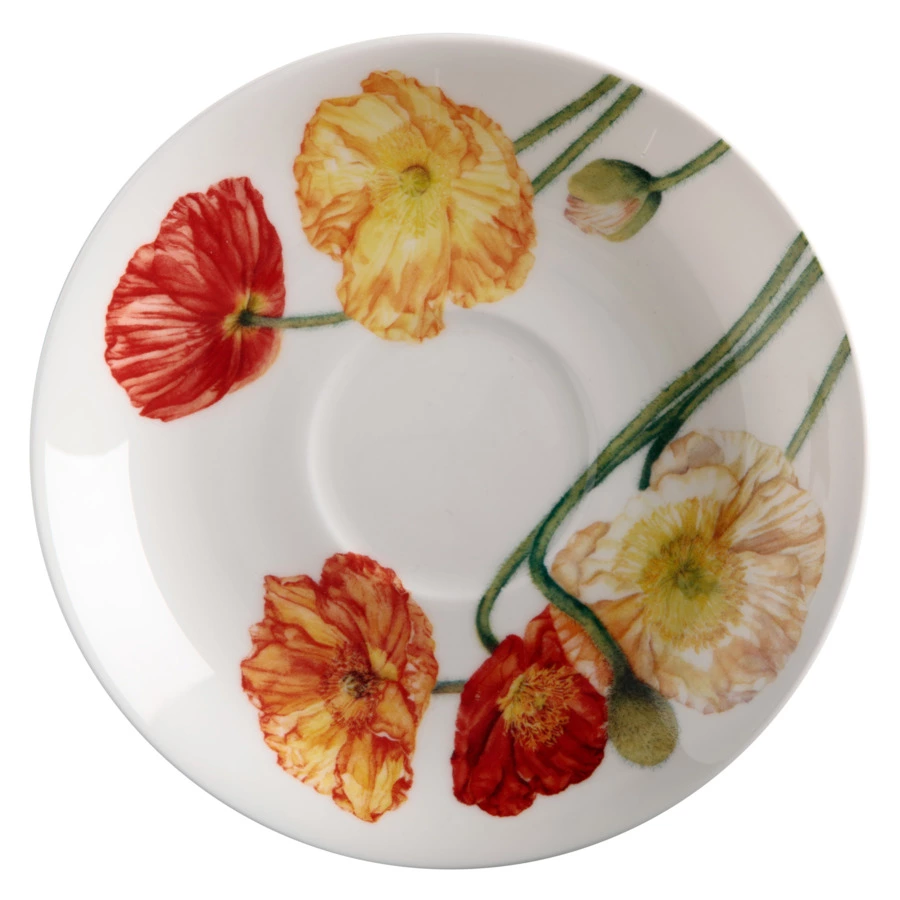 Чашка чайная с блюдцем Maxwell & Williams Флориада Маки 480 мл, фарфор костяной, п/к