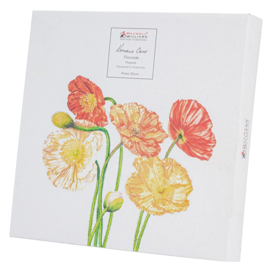 Тарелка закусочная Maxwell & Williams Флориада Маки 20 см, фарфор костяной, п/к