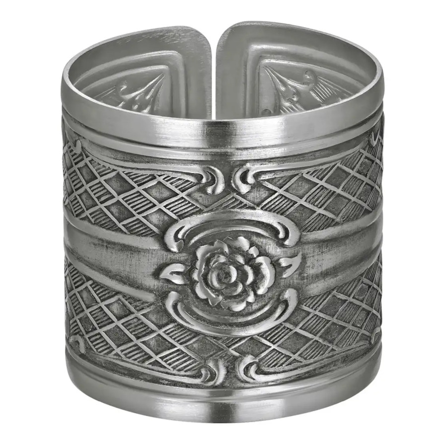 Набор колец для салфеток посеребренный в футляре Кольчугинский мельхиор Серебряная роза 4 см, 6 шт,