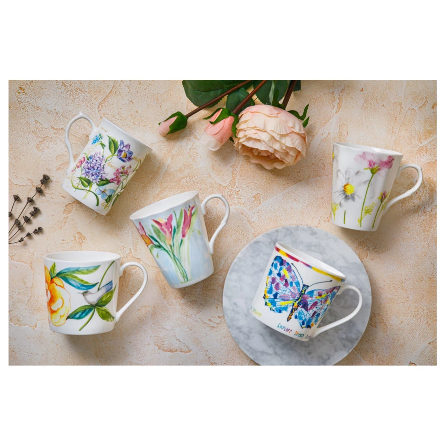 Кружка Just Mugs Heritage Идеальный сад Ромашки 370 мл, фарфор костяной