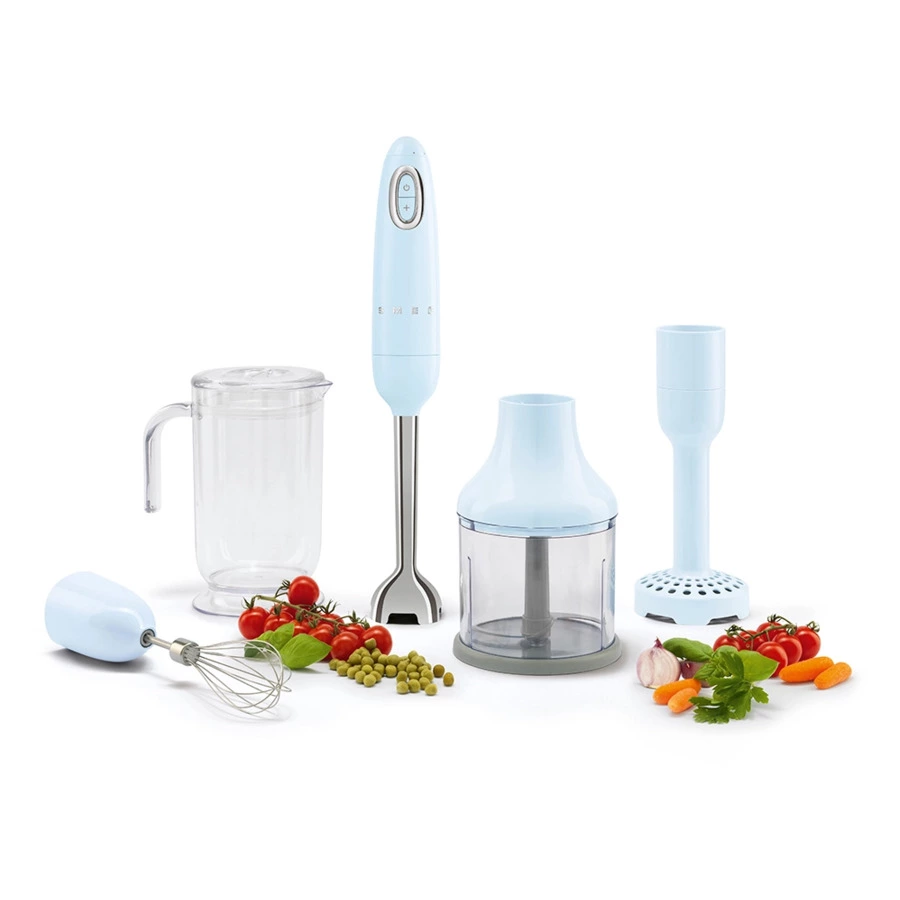 Блендер погружной SMEG HBF22PBEU 700 Вт, с насадками, кувшин 1,4л, измельчитель 0,5л, пастельно-голу