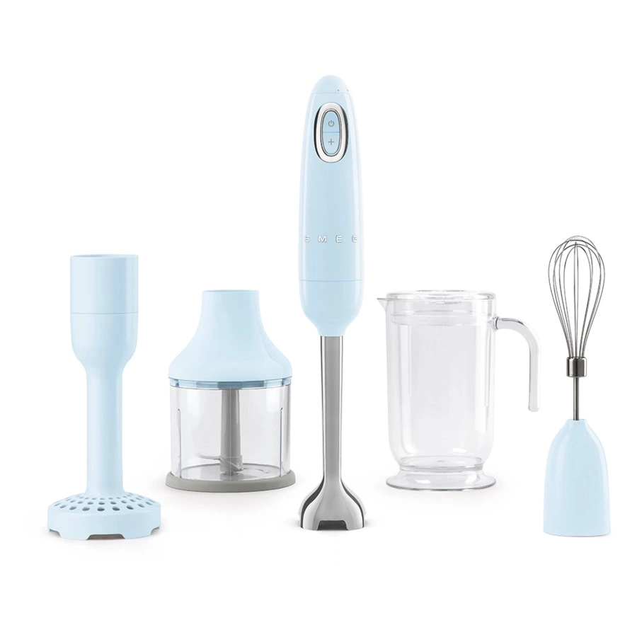 Блендер погружной SMEG HBF22PBEU 700 Вт, с насадками, кувшин 1,4л, измельчитель 0,5л, пастельно-голу