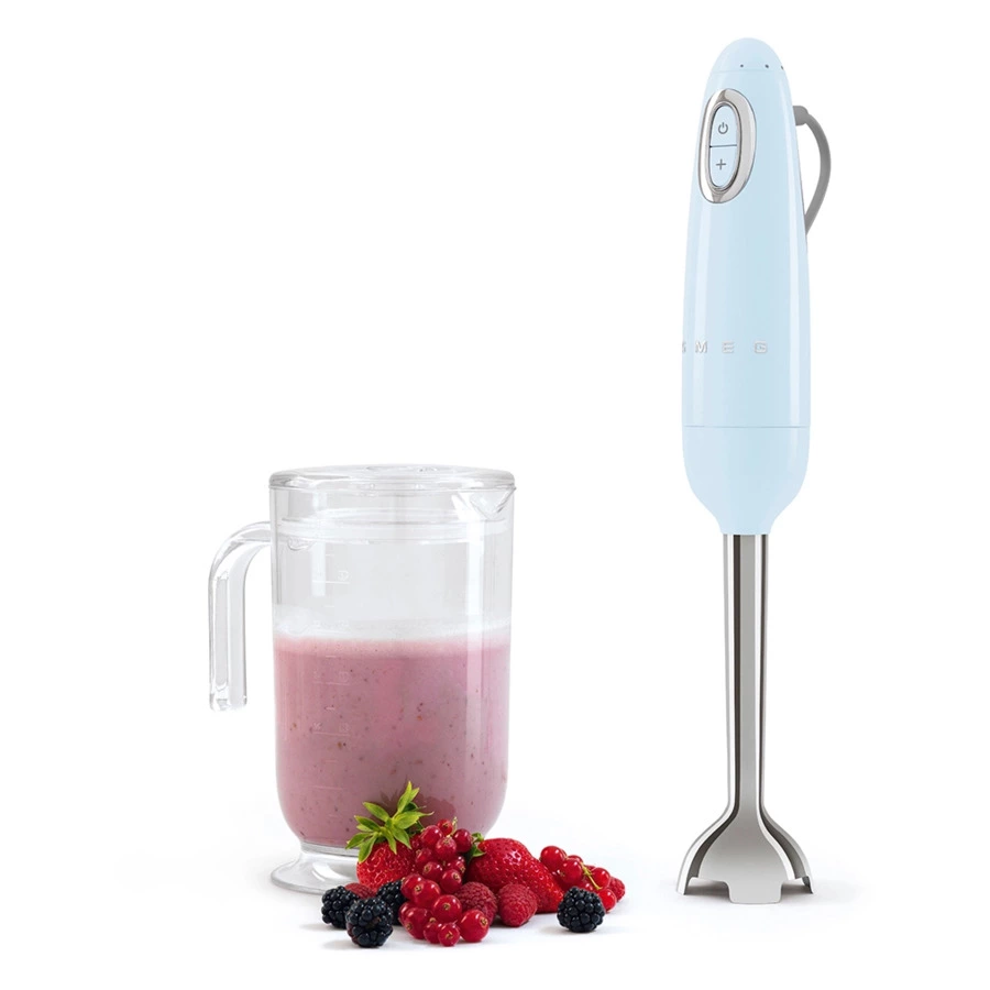Блендер погружной SMEG HBF22PBEU 700 Вт, с насадками, кувшин 1,4л, измельчитель 0,5л, пастельно-голу
