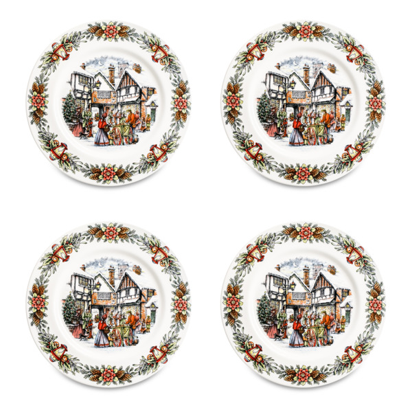 Набор тарелок обеденных Royal Stafford Новогодняя ярмарка 28 см, 4 шт, фаянс