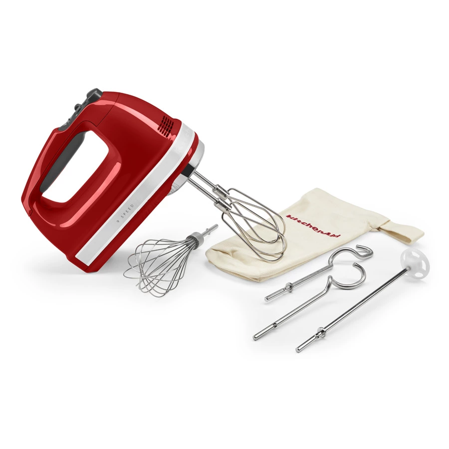 Миксер ручной KitchenAid 85 Вт, 9 скоростей, 4 насадки, красный, 5KHM9212EER
