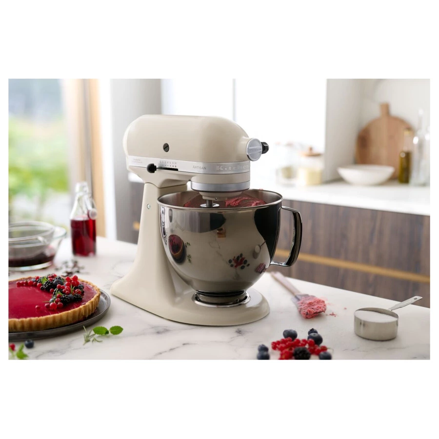 Миксер планетарный KitchenAid Artisan 4,8 л, 4 насадки, экран, 2 чаши, 5KSM175PSEAC, кремовый
