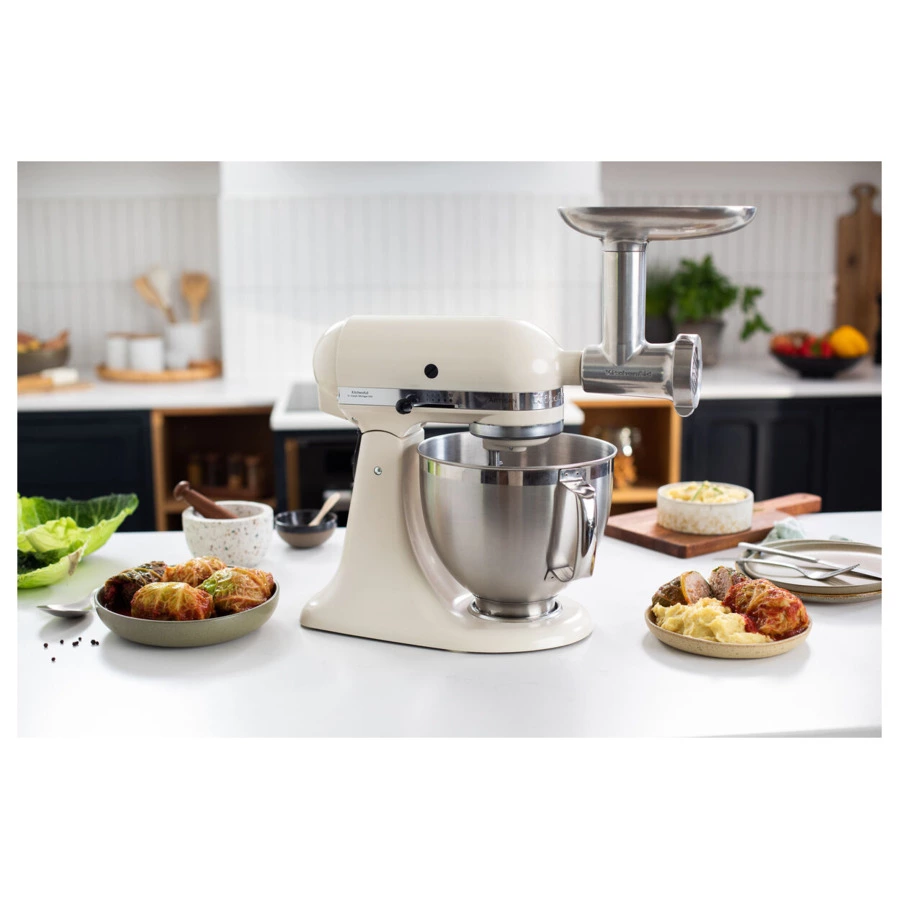 Миксер планетарный KitchenAid Artisan 4,8 л, 4 насадки, экран, 2 чаши, 5KSM175PSEAC, кремовый