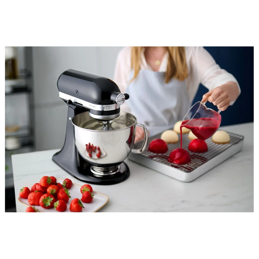 Миксер планетарный KitchenAid Artisan 4,8 л, 4 насадки, экран, 2 чаши, 5KSM175PSEOB, черный