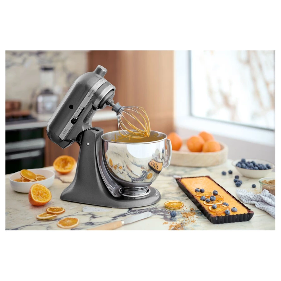 Миксер планетарный KitchenAid Artisan 4,8 л, 4 насадки, экран, 2 чаши, 5KSM175PSEMS, серебряный