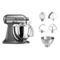 Миксер планетарный KitchenAid Artisan 4,8 л, 4 насадки, экран, 2 чаши, 5KSM175PSEMS, серебряный