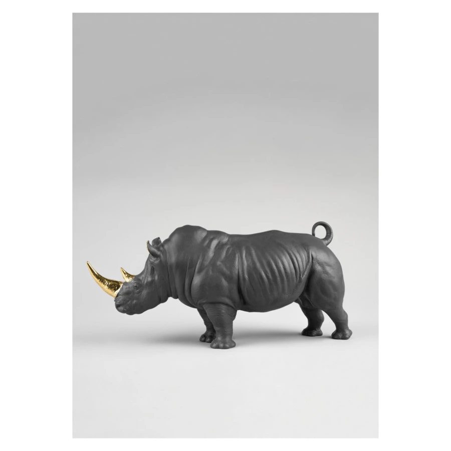 Фигурка Lladro Носорог 22х45 см, фарфор, черная