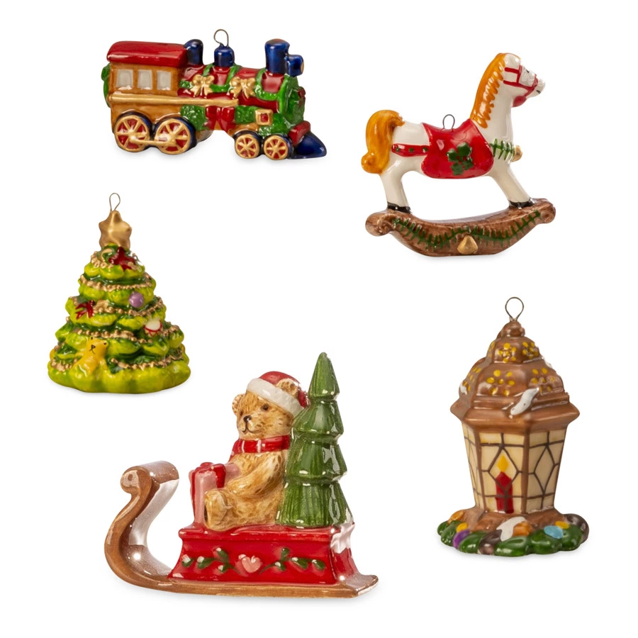 Набор елочных украшений Lamart Вокруг Елки 5-8 см, 5 шт, фарфор, ручная роспись