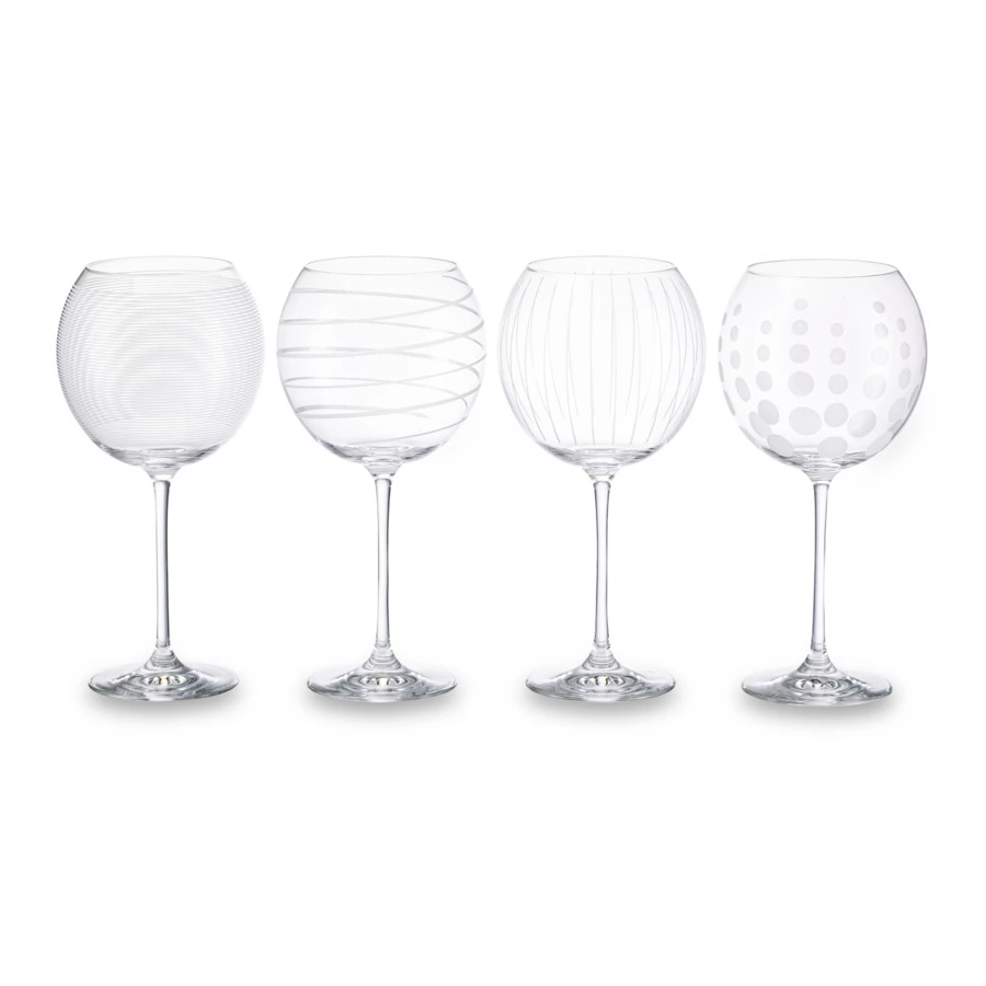 Набор бокалов для красного вина Mikasa Cheers 750 мл, 4 шт, стекло, серебристый декор, п/к