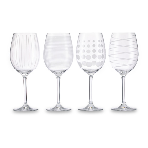 Набор бокалов для белого вина Mikasa Cheers 685 мл, 4 шт, хрустальное стекло, серебристый декор, п/к
