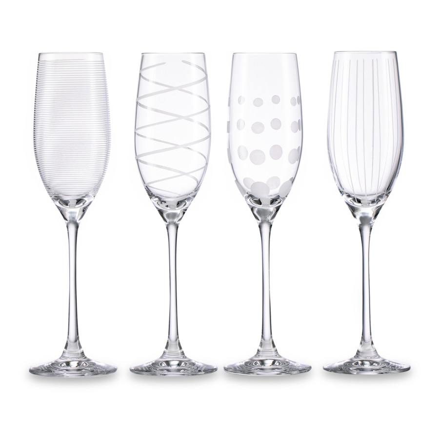 Набор бокалов для шампанского Mikasa Cheers 400 мл, 4 шт, хрустальное стекло, серебристый декор, п/к