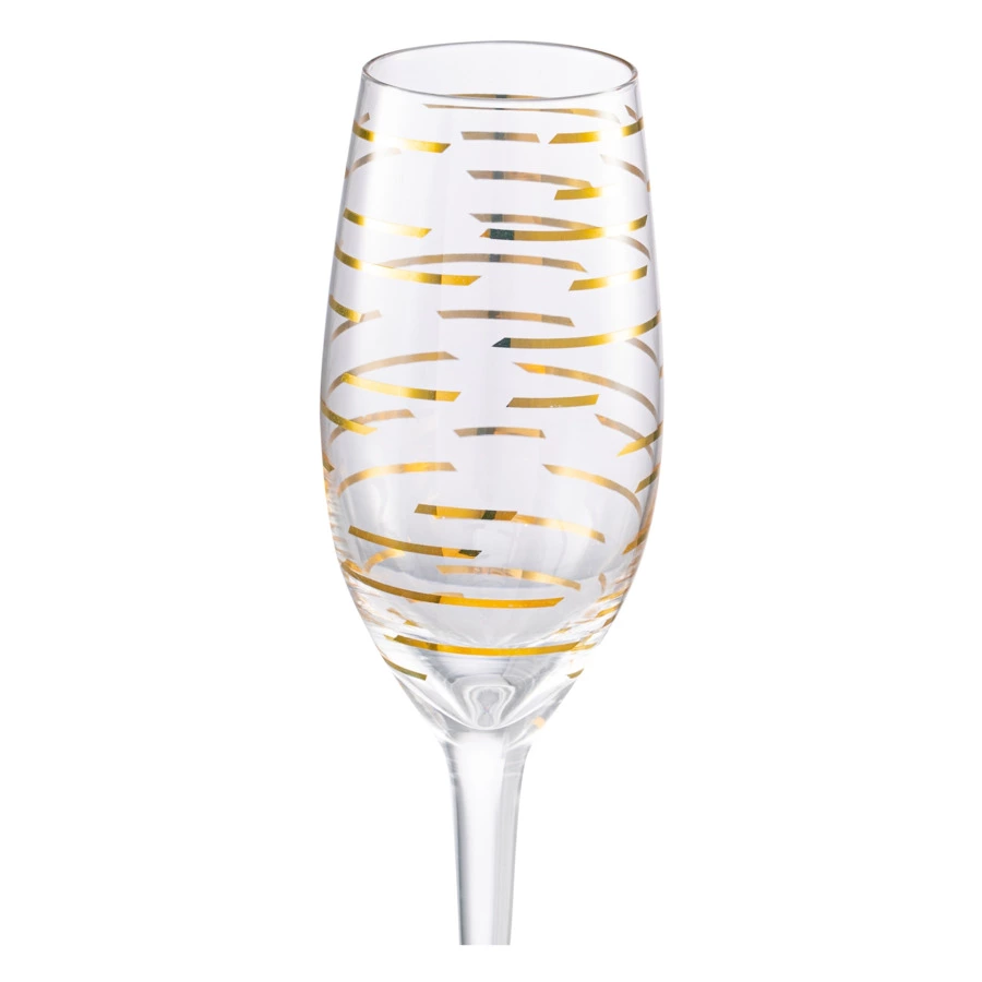 Набор бокалов для шампанского Mikasa Cheers 210 мл, 4 шт, стекло, золотистый декор, п/к