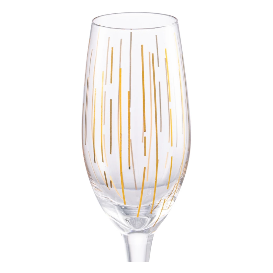 Набор бокалов для шампанского Mikasa Cheers 210 мл, 4 шт, стекло, золотистый декор, п/к