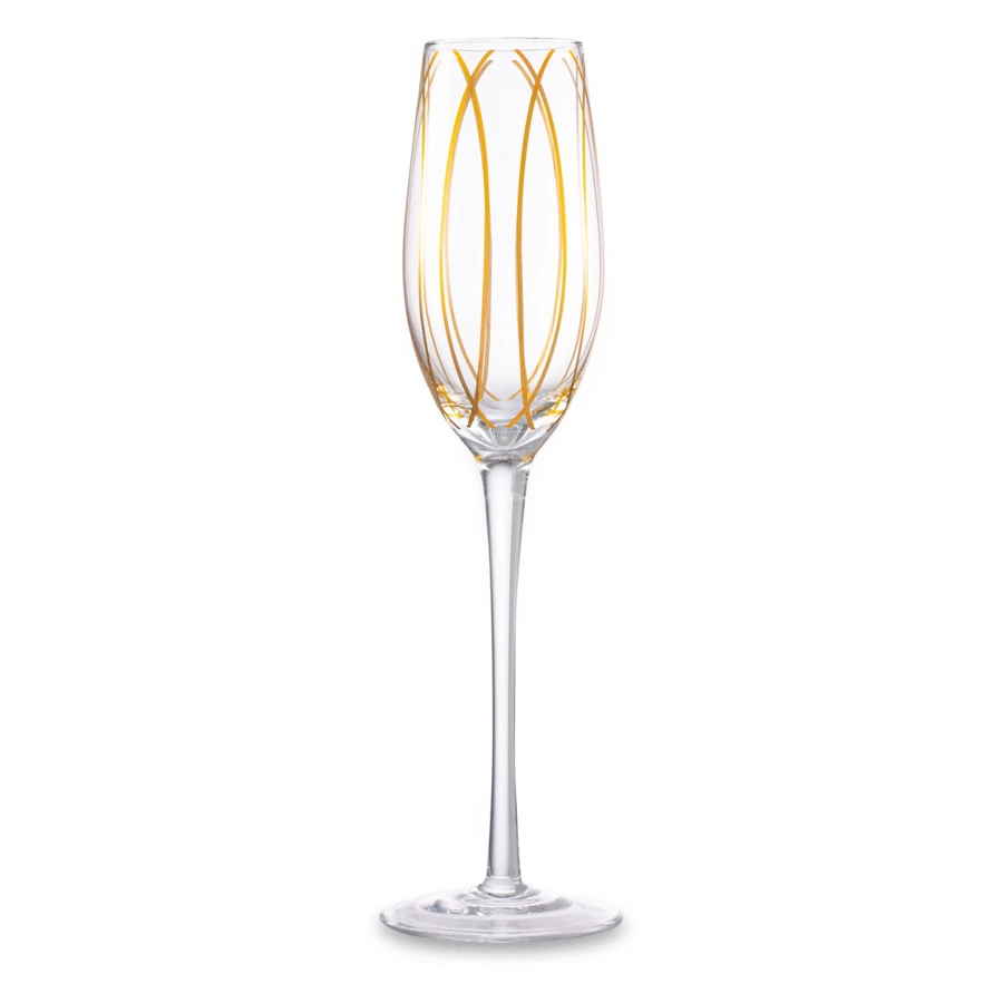 Набор бокалов для шампанского Mikasa Cheers 210 мл, 4 шт, стекло, золотистый декор, п/к