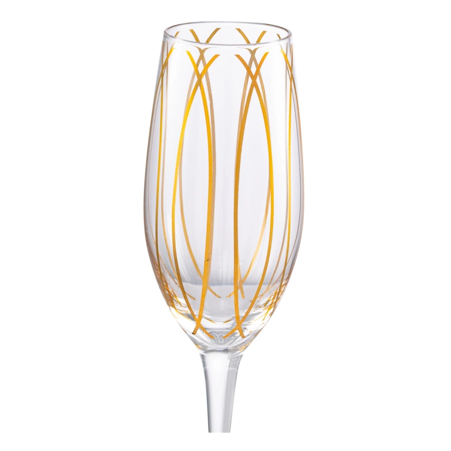 Набор бокалов для шампанского Mikasa Cheers 210 мл, 4 шт, стекло, золотистый декор, п/к