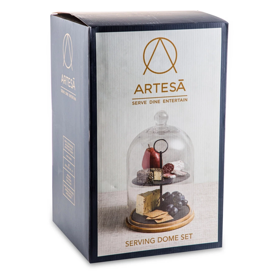 Блюдо двухъярусное с куполом Artesa 22х31 см, сланец, черное, п/к