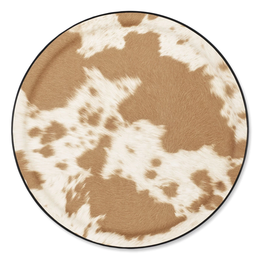 Поднос PLATEX Cow d36 см, рыжий, имитация шкуры коровы