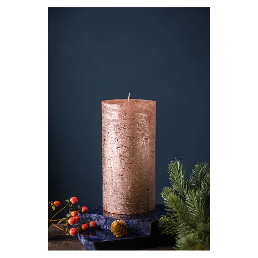 Свеча цилиндрическая Luz your senses 20 см, кремовый металлик