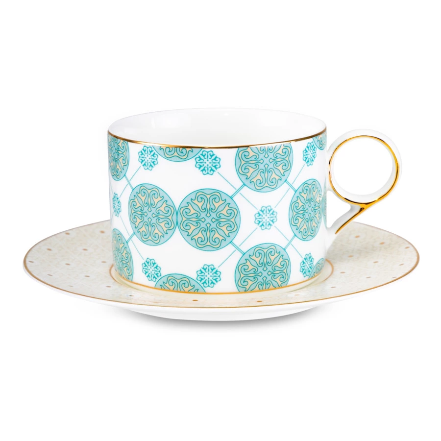 Чашка чайная с блюдцем Mix&Match Home Максим, фарфор