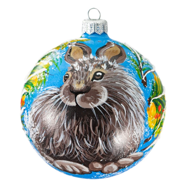 Игрушка елочная шар Bartosh Кролик №3, 10 см, стекло, п/к