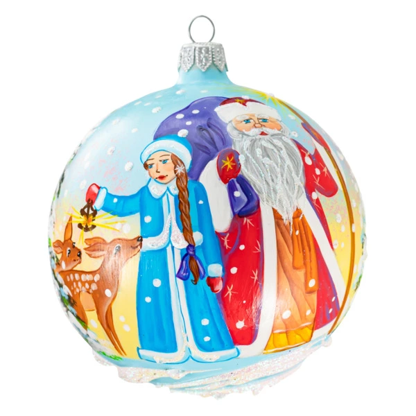 Игрушка елочная шар Bartosh Дед мороз Снегурочка 10 см, стекло, п/к