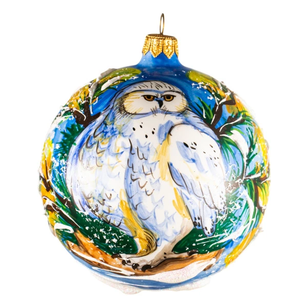 Игрушка елочная шар Bartosh Животные Сова 10 см, стекло, п/к
