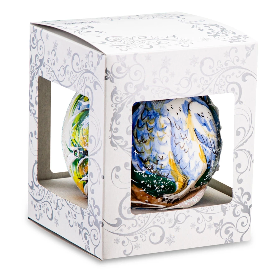 Игрушка елочная шар Bartosh Животные Сова 10 см, стекло, п/к