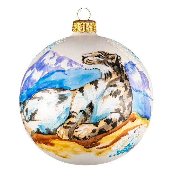 Игрушка елочная шар Bartosh Животные Леопард 10 см, стекло, п/к