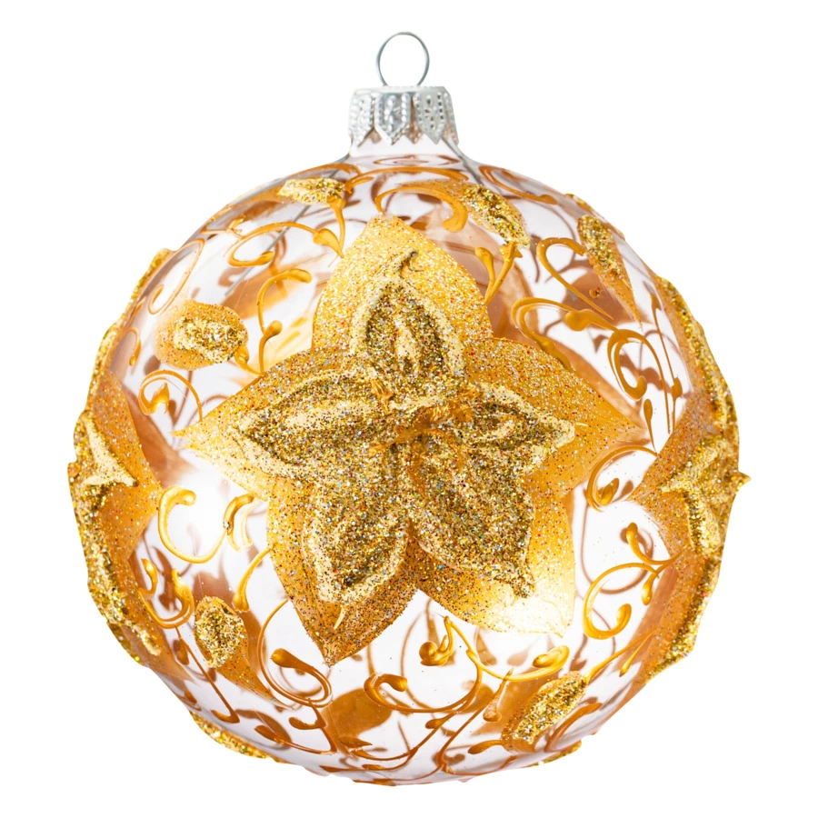 Игрушка елочная шар Bartosh Рождественник 10 см, стекло, п/к, золотой