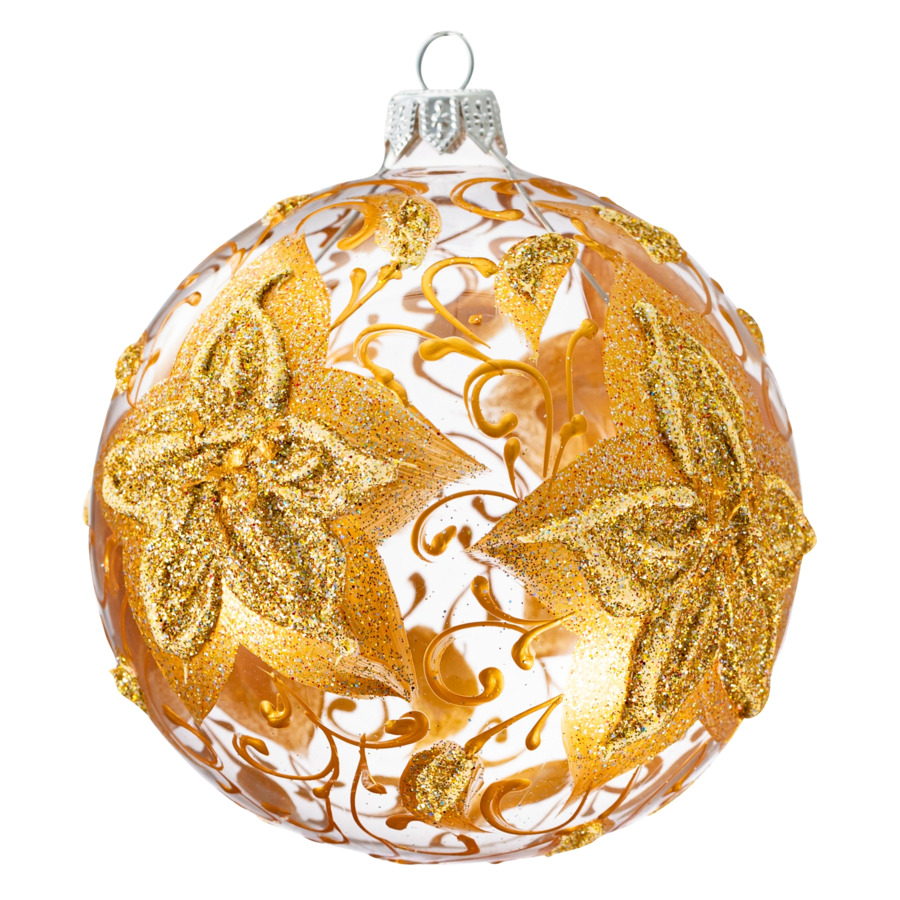Игрушка елочная шар Bartosh Рождественник 10 см, стекло, п/к, золотой