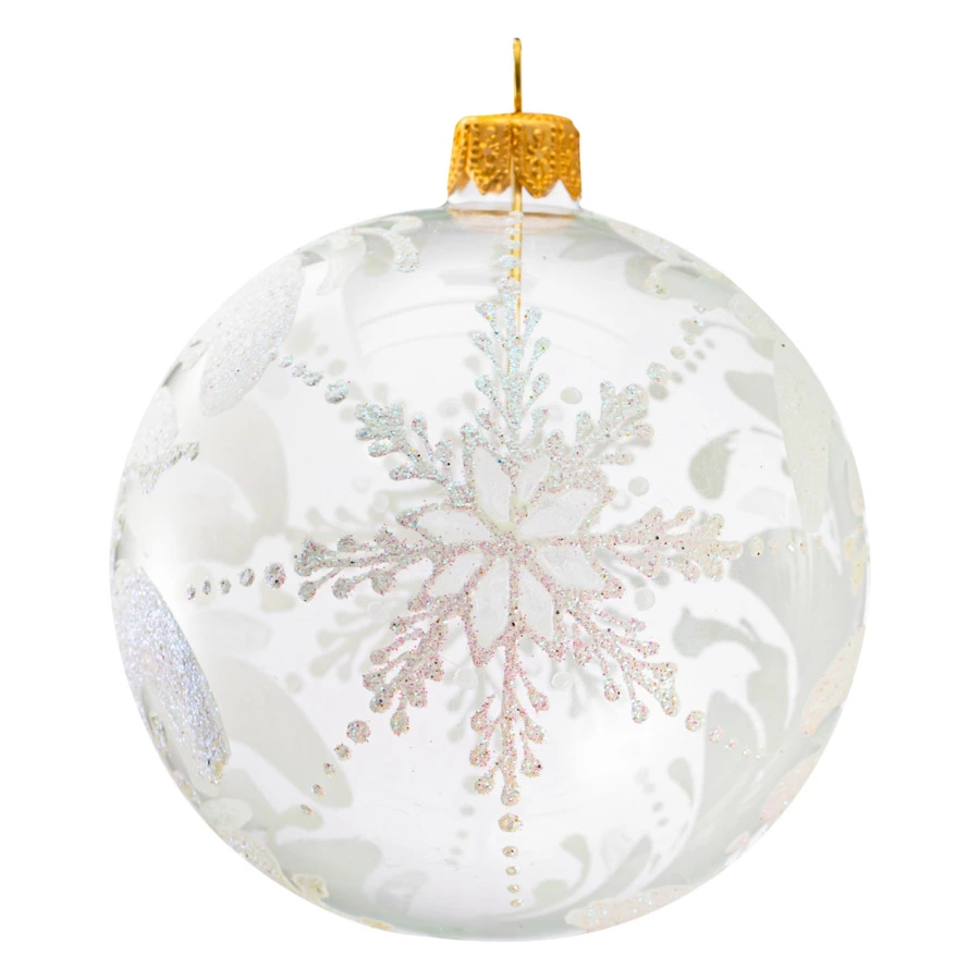 Игрушка елочная шар Bartosh Ажурный рисунок №2, 8 см, стекло, п/к