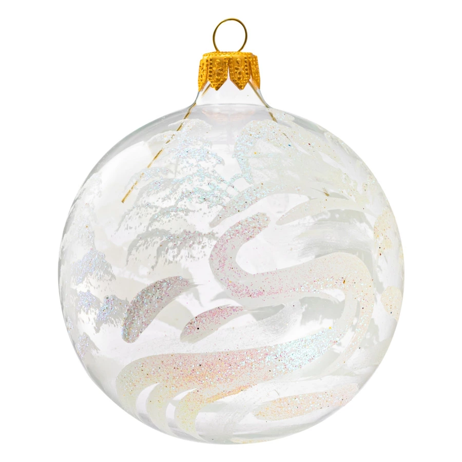 Игрушка елочная шар Bartosh Ажурный рисунок №3, 8 см, стекло, п/к